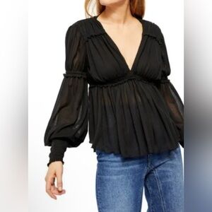 Free People Daydreaming Blouse in Black - Size L